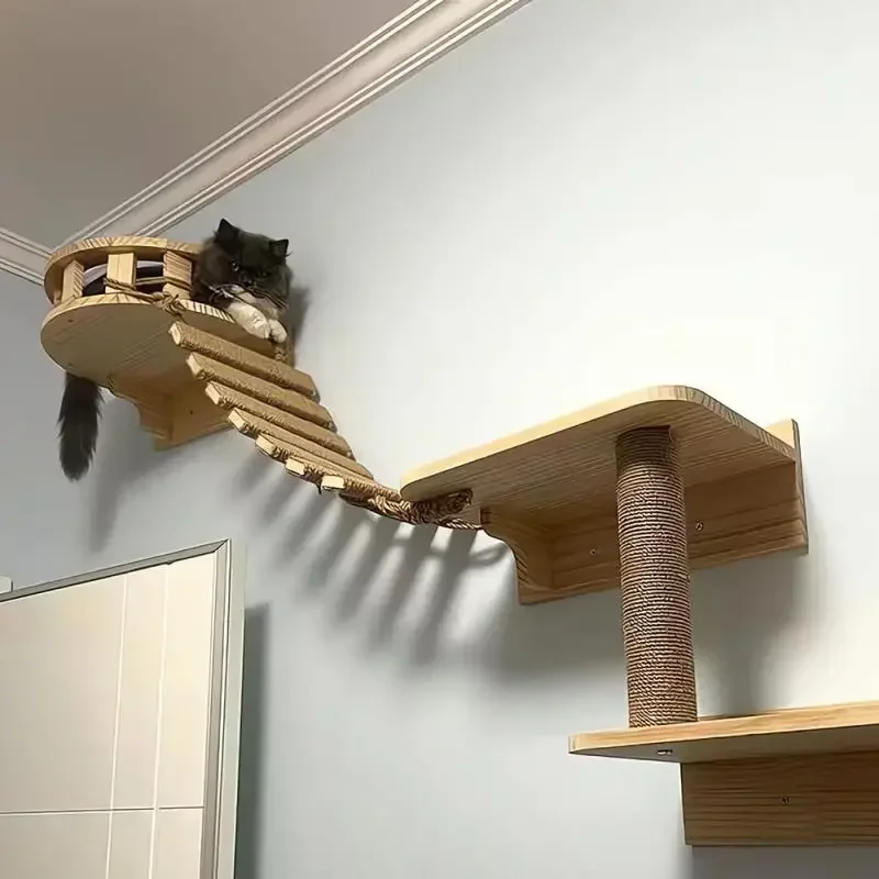Árbol para gatos con escalones, estante pared y centro actividades - imagen 3