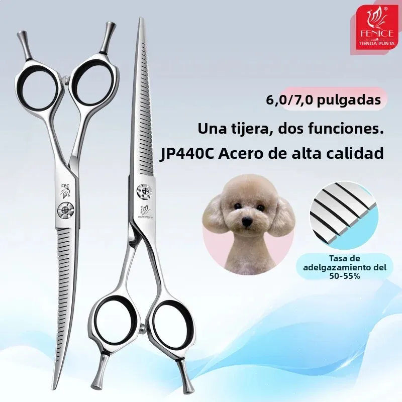 Tijeras de peluqueria canina 6/7 pulgadas: curvas y rectas