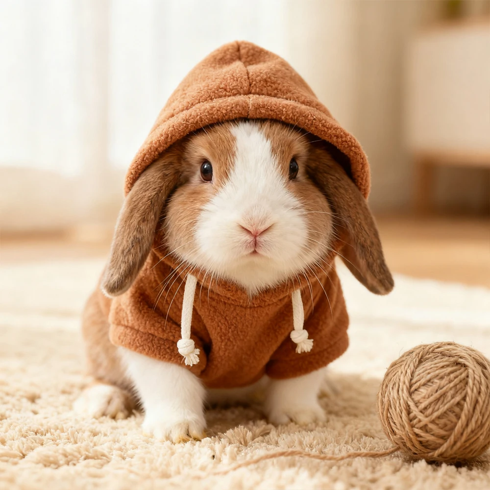 Sudadera con capucha cálida para gatos, conejos y cobayas - invierno