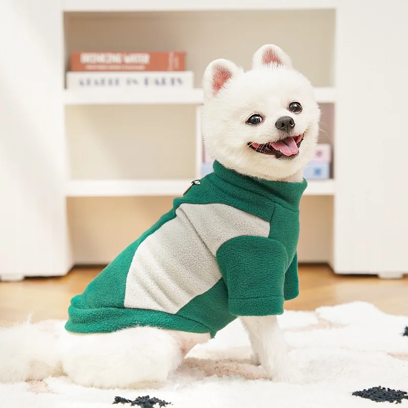 Sudadera de Color contratado para cachorros pequeños y medianos, camisa inferior de Chihuahua de otoño, monos para Gato, ropa de lana transpirable para perros - imagen 3