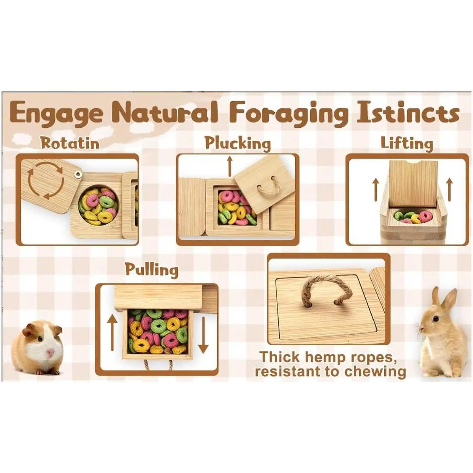 Hamster Foraging Toy Interactive Multifunctional Educational Enrichment Guinea Pig Toy for Gerbil Bunny Hamster Chinchilla