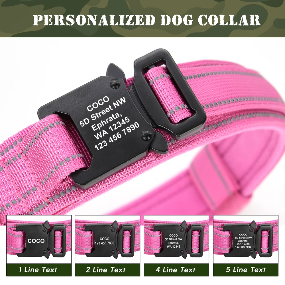 Collar táctico militar personalizado para perros, collares de entrenamiento para perros de nailon duraderos, Collar personalizado para mascotas con mango para perros grandes - imagen 3