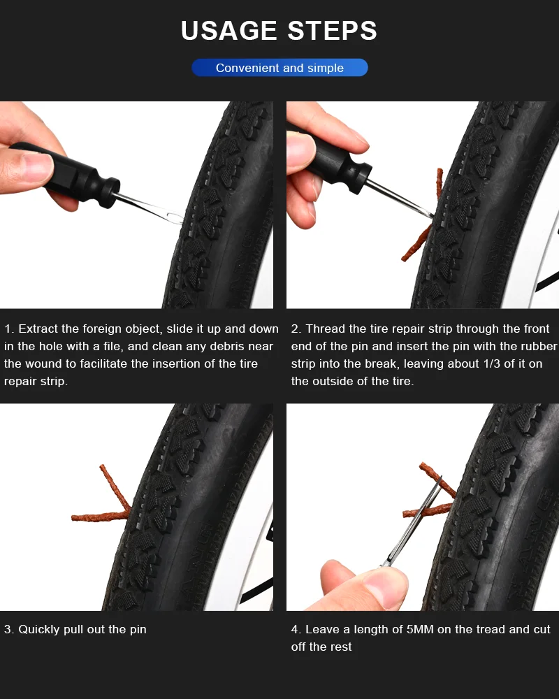 Kit reparación neumáticos bicicleta sin cámara – Herramienta y sellador - imagen 3
