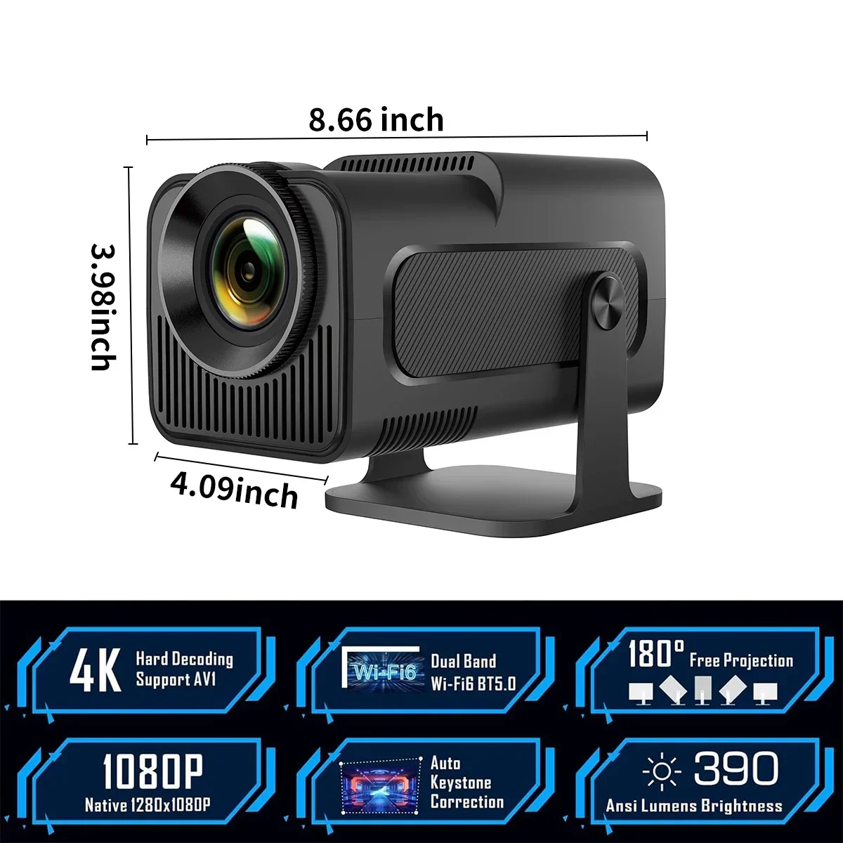 HY320-proyector de haz 4k 1080P, Wifi6, portátil, 4k, Android 11, BT5.0, cine al aire libre, actualizado, HY300, PR41 - imagen 2