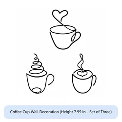 Decoración pared cocina – 3 taza café estilo rústico para adulto