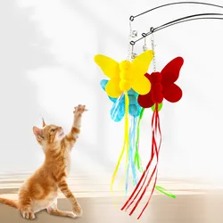 Juguete interactivo de mariposa para gatos con borla y campana
