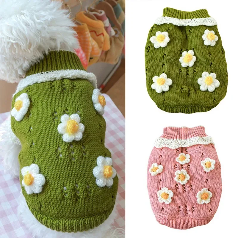 Sudadera con capucha para perro pequeño, abrigo cálido de invierno, ropa, suéter de flores dulces para Chihuahua Shih Tzu, sudadera, jersey para cachorro, perro y gato - imagen 2