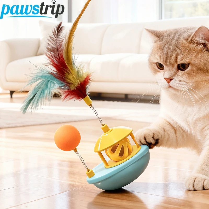 Juguete interactivo para gatos con campana, plumas y giratorio - imagen 2