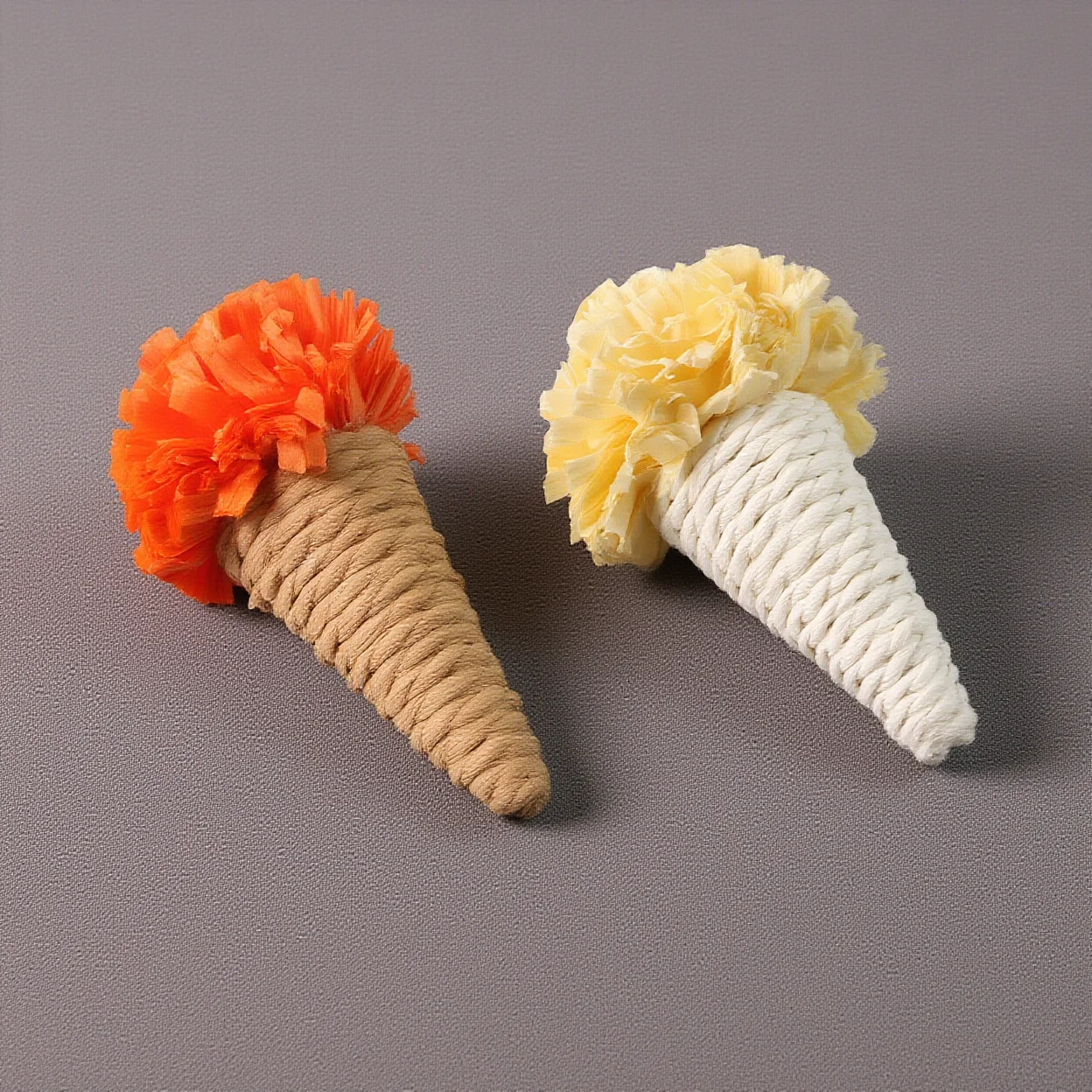 Juguete para masticar para gatos con forma de helado de cuerda, juguete interactivo para mascotas autojuego para gatitos y gatos, juguete duradero para la dentición de cuerda de cáñamo para aliviar