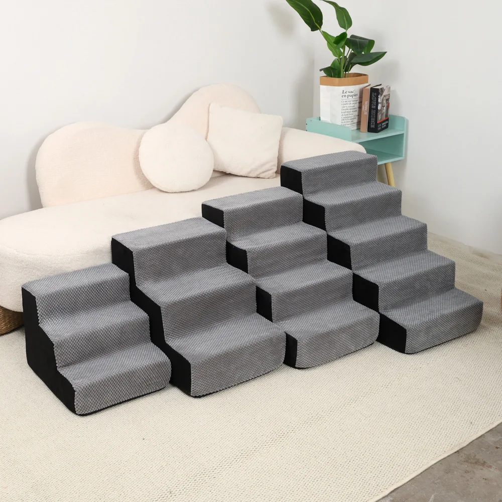Escalera de 4-5 escalones para perros/gatos, escalera lavable para mascotas con cubierta extraíble, esponja de espuma viscoelástica, rampa para mascotas, escaleras, suministros para mascotas - imagen 3