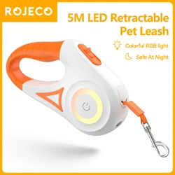 Correa extensible LED 5m para perro - Rojeco retráctil nocturna