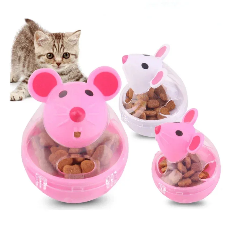 Vaso de comida para ratones y gatos, juguete de comida para gatos, bola interactiva, alimentador de comida para gatos, comida para fugas, interesante dispensador de comida de plástico para gatos, juguete para tratar