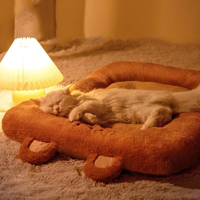 Alfombrilla de cama para gatos con autocalentamiento, alfombrilla bonita de franela suave y algodón, cómoda para gatos en interiores, adecuada para gatos y cachorros - imagen 2