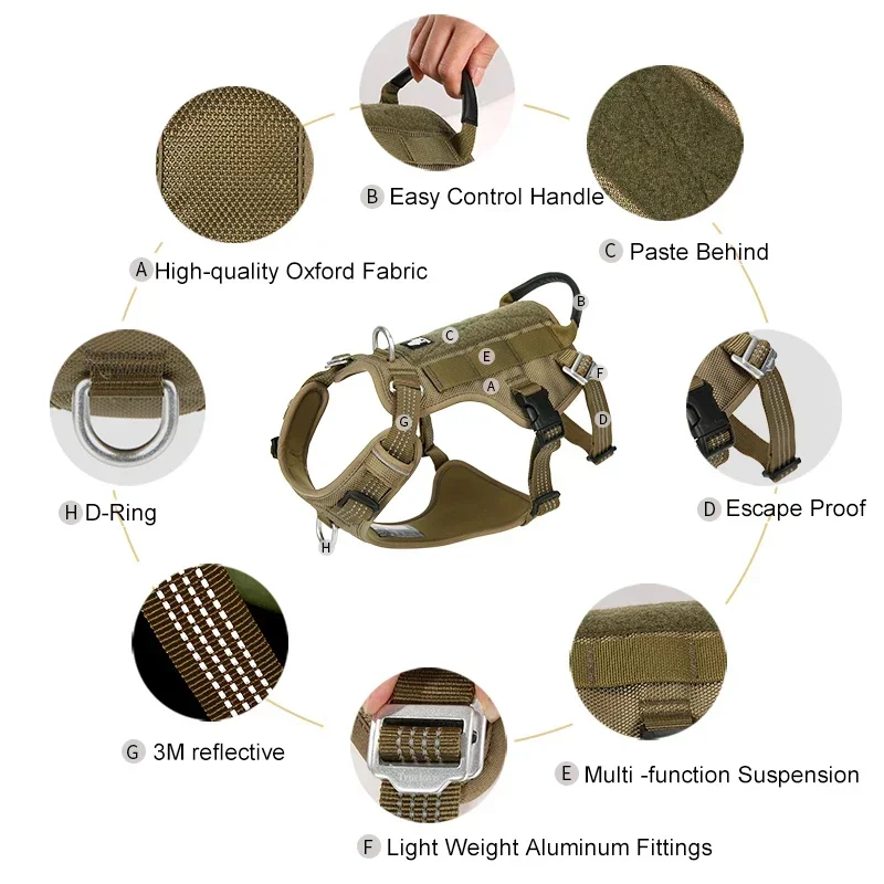 Truelove-arnés para mascotas a prueba de Escape, sin tirones, reflectante, ajustable, suave, acolchado, servicio, arnés para perros, mango de escalada TLH7011 - imagen 3