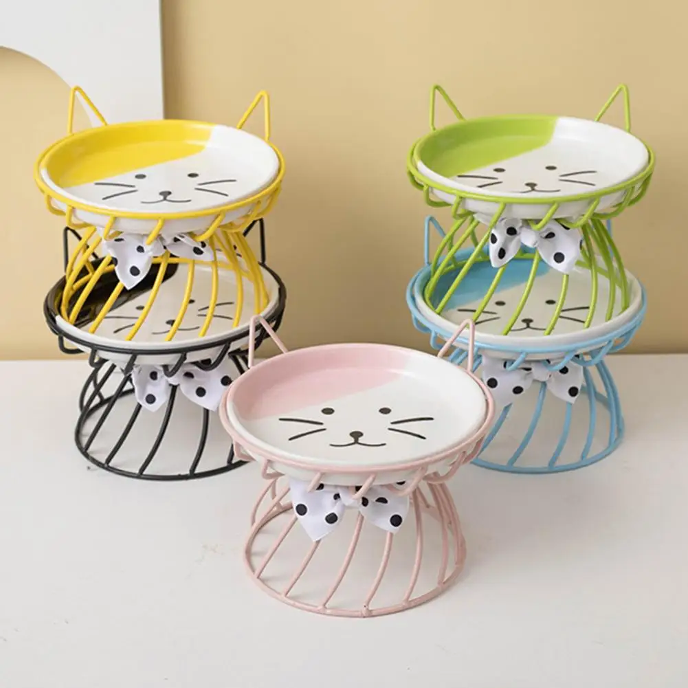 Cuenco elevado para gatos, cuenco para mascotas con capacidad elevada, cuenco de comida para gatos con plato de cerámica antivómitos, soporte de Metal, bigotes para mascotas - imagen 5