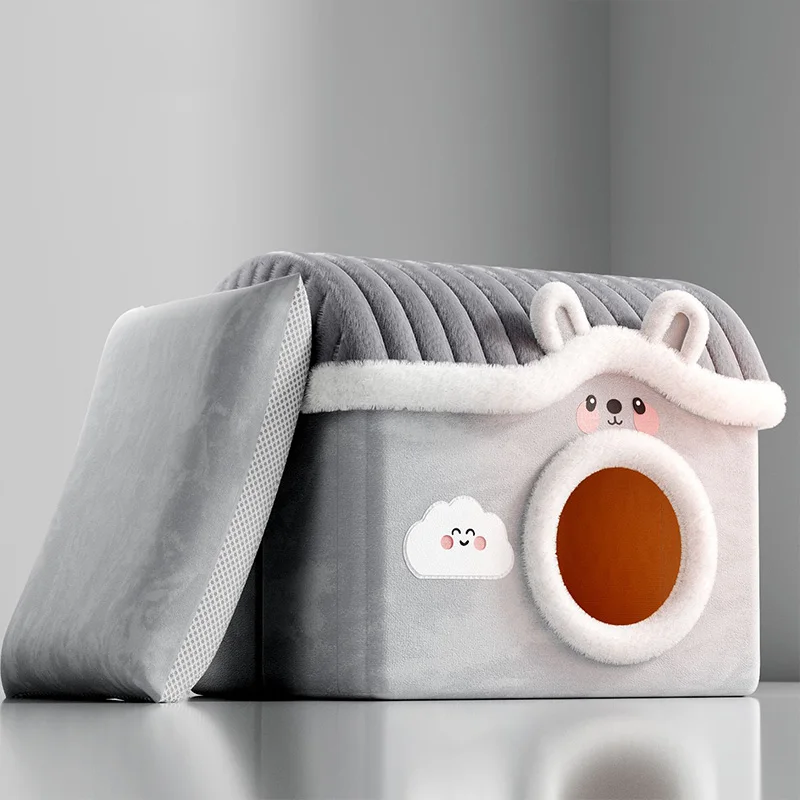 Cómodo nido cerrado para gatos, cama cálida de invierno para mascotas, para perros pequeños, gatos, cómoda casa para gatitos, cueva, accesorios para gatos - imagen 3