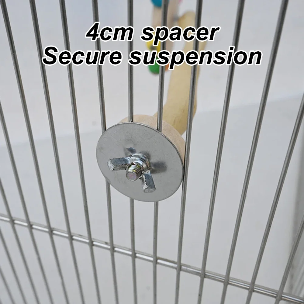 Divertido juguete de percha con bolas giratorias, soporte interactivo de madera para pájaros, loro colorido, juguete de molino de viento giratorio para forrajeo - imagen 5