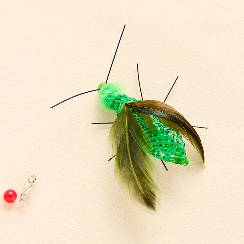 2 uds simulación formas de insectos pluma gato juguete reemplazo cabeza gatito gato Teaser juguete para mascotas