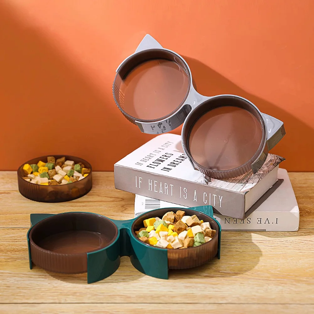 Cuenco doble para mascotas: juego de cuencos para perros y gatos para comida y agua, cuenco de alimentación antiderrames, plato de agua, cuenco de comida para mascotas sin punta, cuenco de agua, - imagen 2
