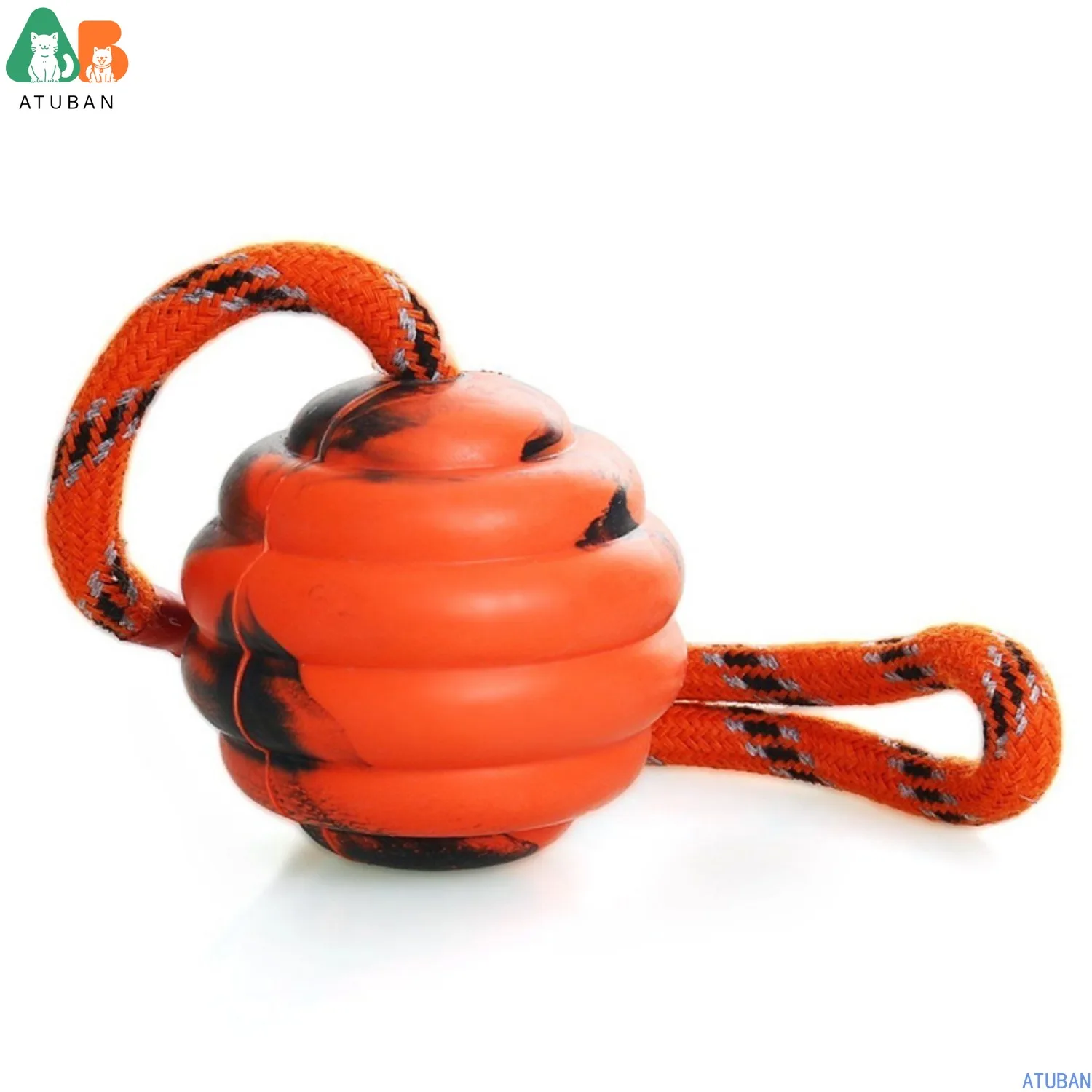 ATUBAN Bola de caucho natural duradera en una cuerda: entrenamiento perfecto para perros, juguete para perros de tamaño mediano para buscar, atrapar, lanzar y remolques de guerra