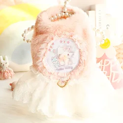 Vestido de felpa para caniche – Falda de lujo para boda de perro pequeño