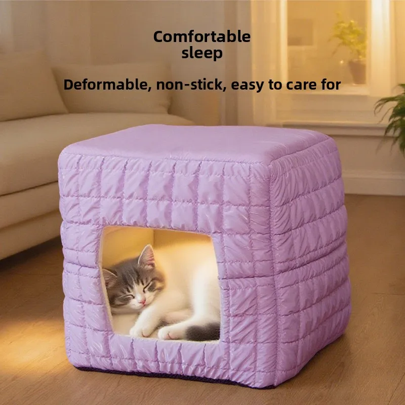 Cama cueva cerrada para gatos y perros – Cálida y lavable - imagen 2