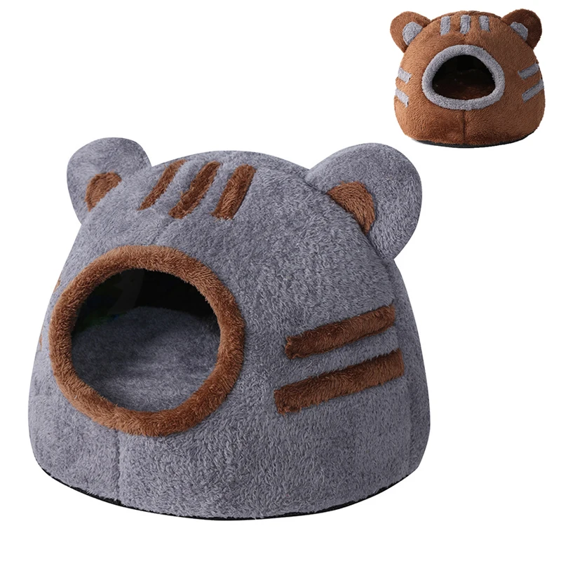 Cama cómoda para dormir profundamente en invierno para gatos, tienda de campaña de felpa con alfombrilla, cueva de dibujos animados para gatitos, casa para perros pequeños, productos para mascotas, nido acogedor para interiores