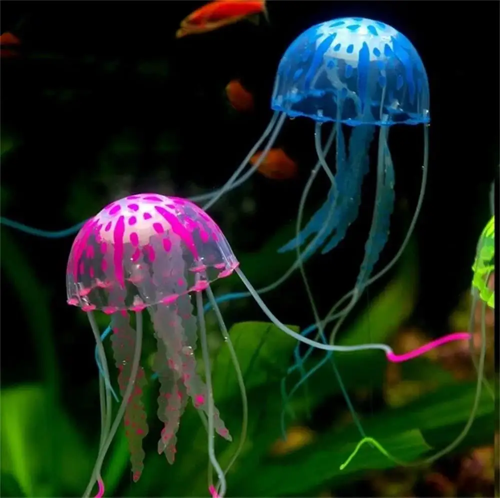 Decoración acuario medusa luminosa – Adorno LED subacuático pecera