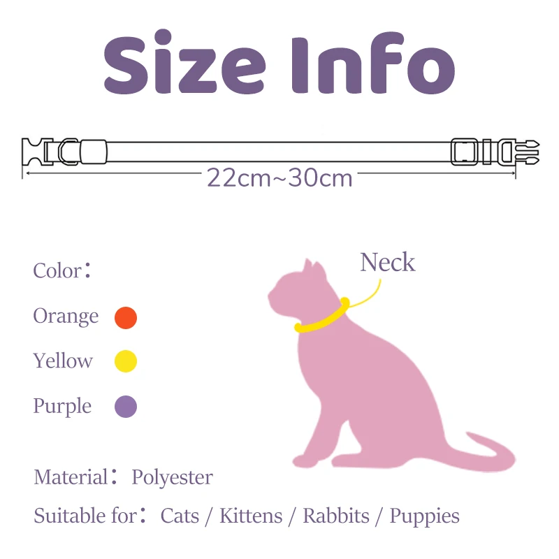 Collar ligero antideslizante para gato, Collar de liberación rápida ajustable, duradero y cómodo con bolas de colores de campana - imagen 2