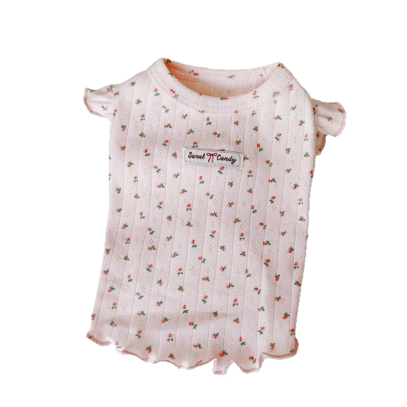 Camiseta floral con mangas volantes para perros pequeños y gatos - imagen 3