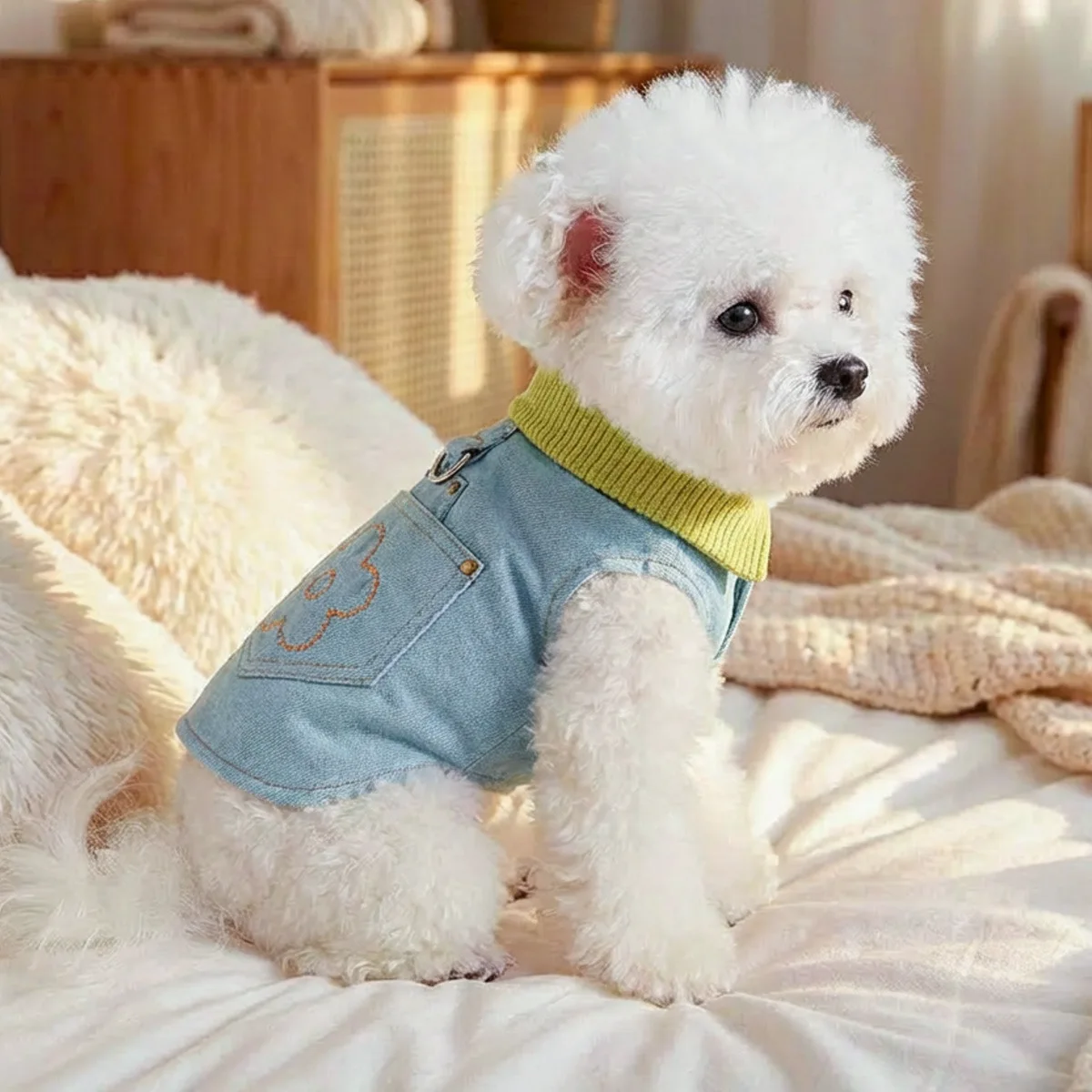 Chaleco vaquero floral para perros pequeños y gatos - imagen 3