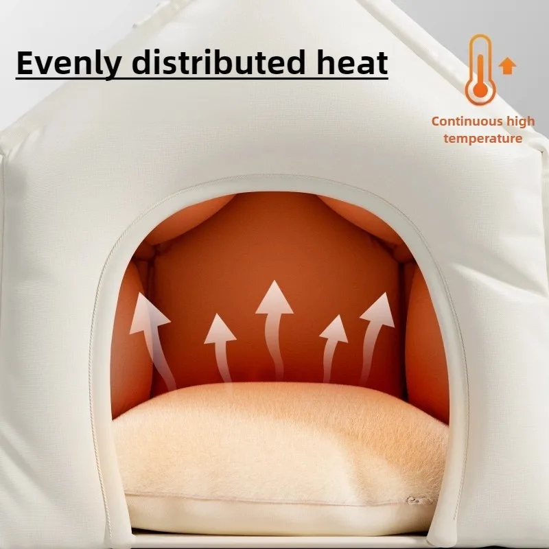 Casa calefactora para gatos, cama para mascotas de temperatura constante, calor para invierno y otoño, camas para perros, gatos, cachorros, gatitos, mascotas, casas para perros de tela - imagen 3