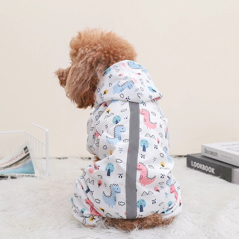 Chubasquero con estampado de dibujos animados para Chihuahua, mono impermeable con gorro para caminar al aire libre para mascotas, perros pequeños, Poncho reflectante ligero para cachorros - imagen 2