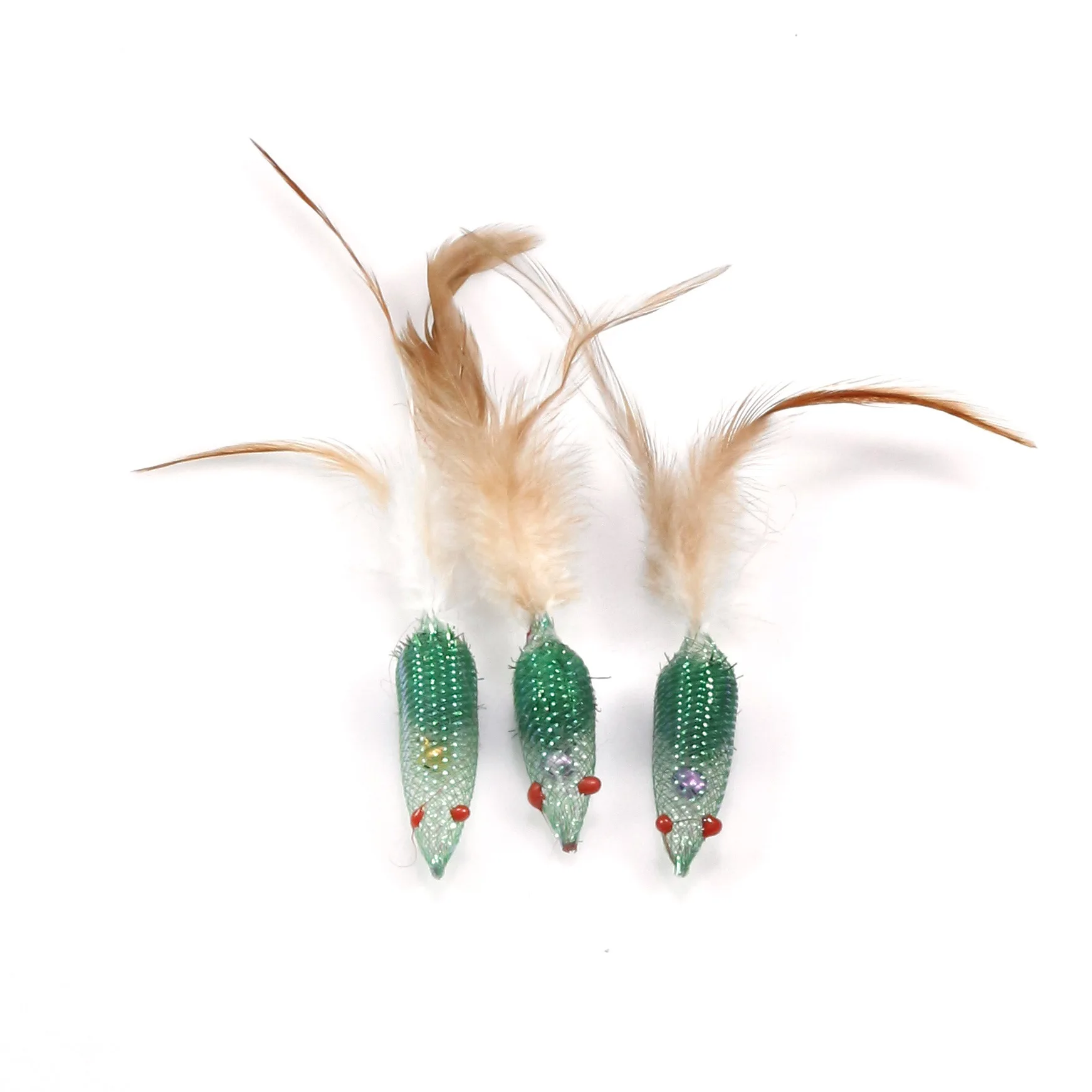 Juguete interactivo de plumas verdes para gatos - imagen 5