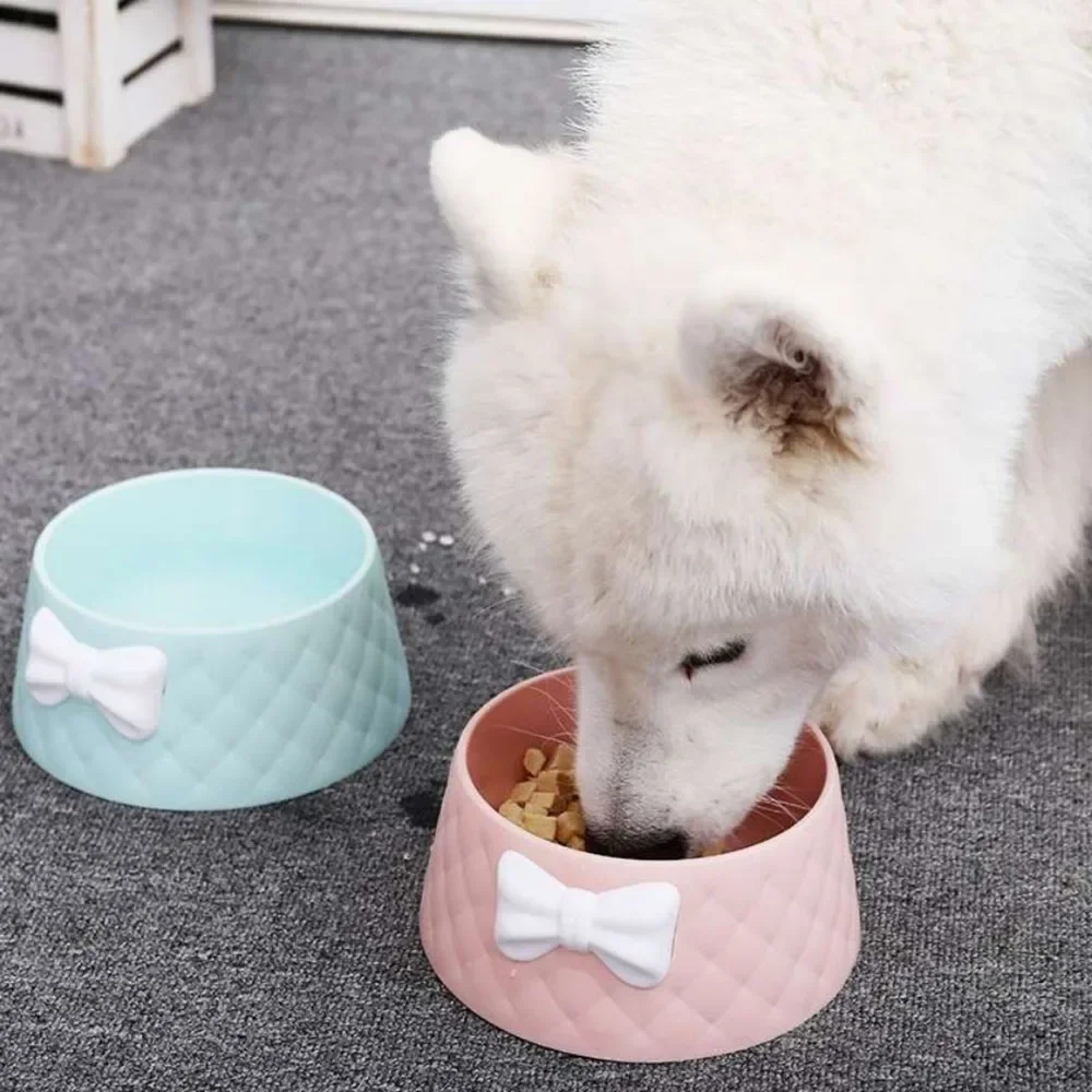 Cuencos de comida para perros y mascotas, cuenco con lazo encantador para alimentador de cachorros, cuenco con patrón de diamante, cuenco para gato con lazo para agua, cuencos de alimentación para mascotas de princesa dulce - imagen 2