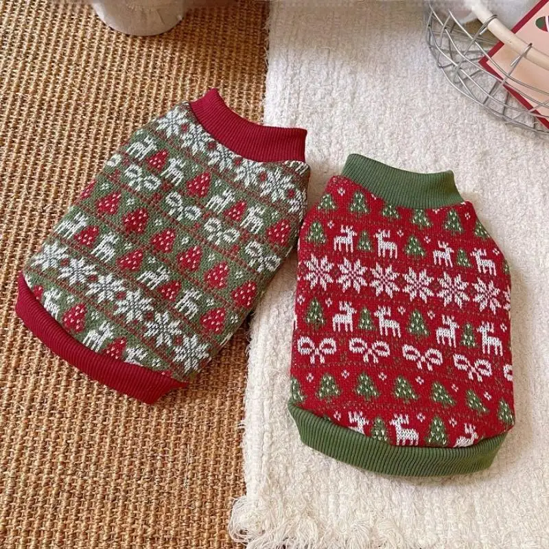 Sudaderas con capucha cálidas para perros, ropa para perros de Año Nuevo, sudaderas con estampado navideño para cachorros, jerséis de moda para gatos, sudaderas para mascotas, trajes de Bichon