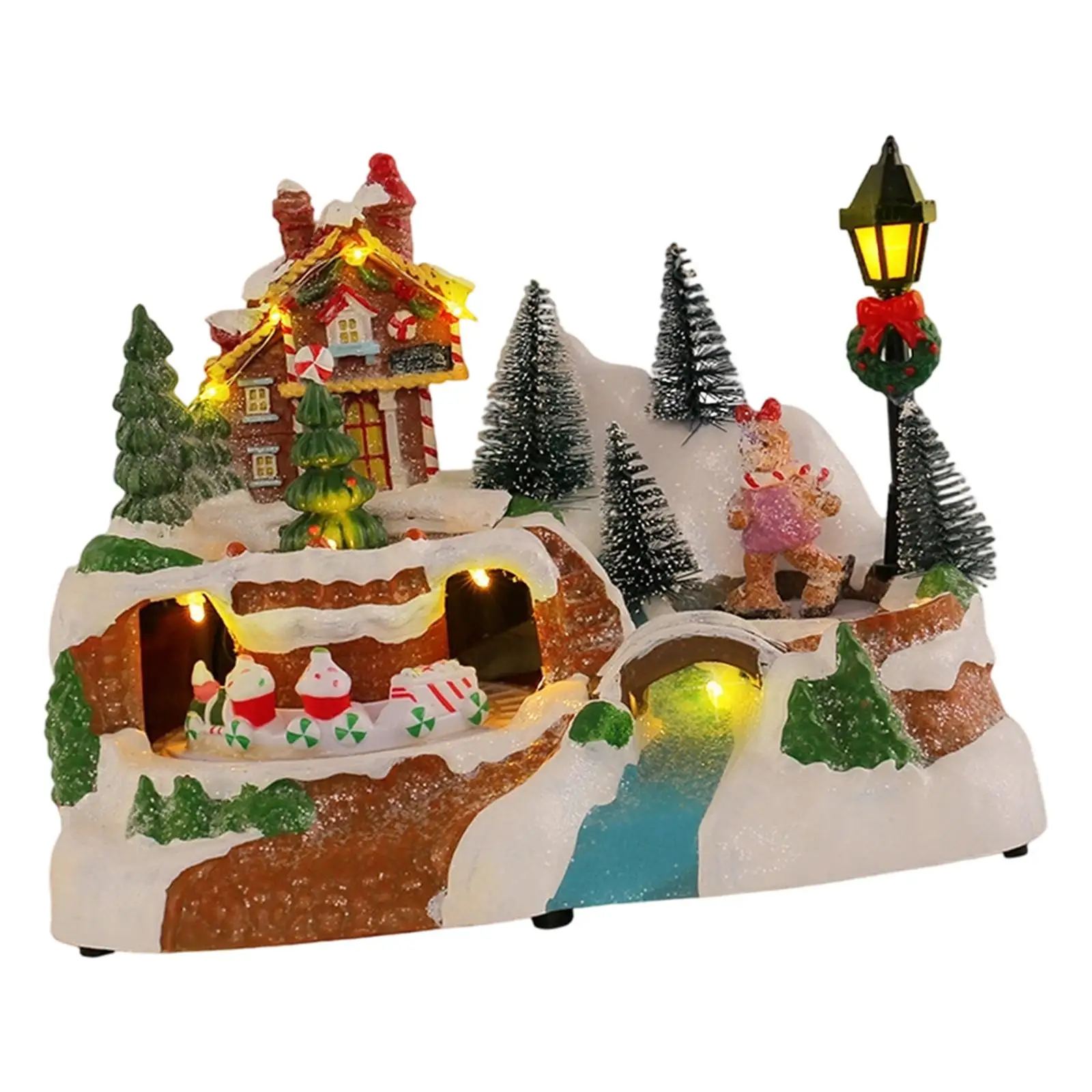 Christmas Music Box Festive Xmas Gifts Creative Resin Craft Christmas Resin Light Decoration Light up Desktop Ornament for Home