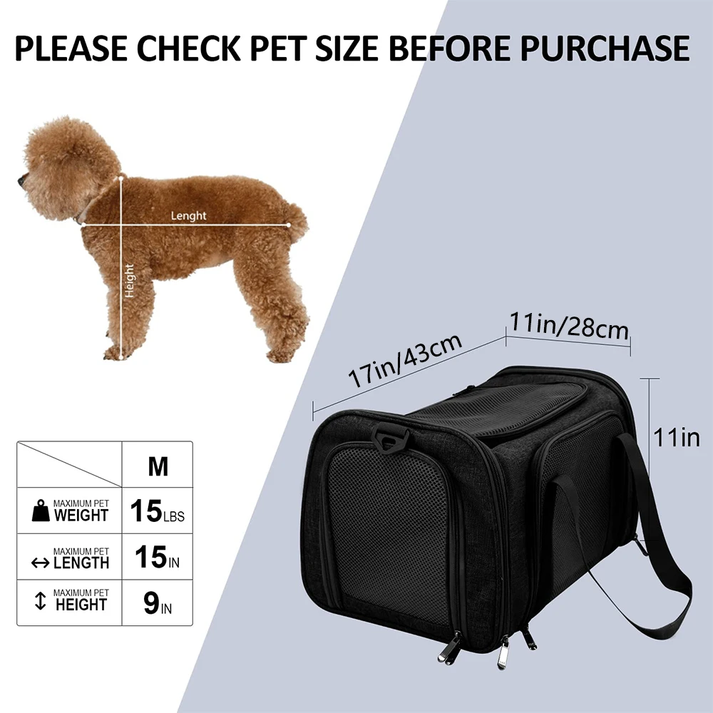 Bolsa transportadora para perros, mochila lateral suave, transportadores para cachorros y mascotas y productos de viaje, aprobados por aerolínea, accesorios para perros pequeños y gatos - imagen 4