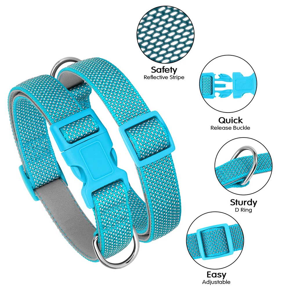 Collar de nailon reflectante para perros, collares ajustables para perros, collares duraderos para cachorros, Pug, Bulldog, para perros pequeños, medianos y grandes - imagen 3