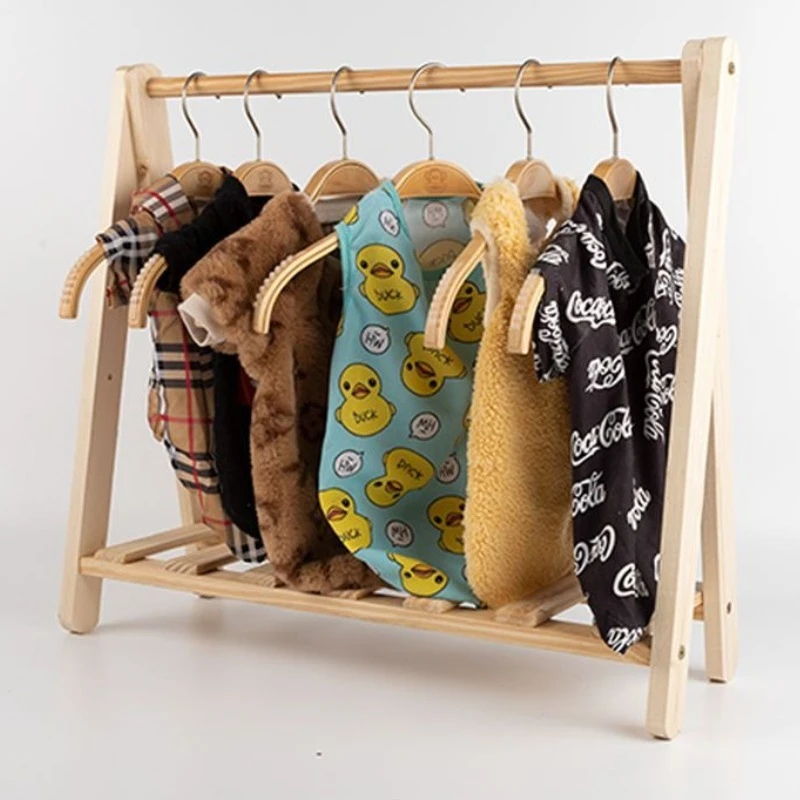 Perchas de madera para ropa de mascotas, colgador de tela para gatos, perros y gatitos, estante para ropa para perros grandes, soporte para accesorios para perros y gatos