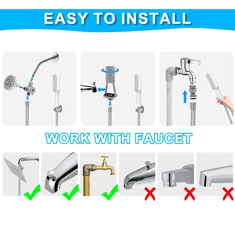 Cabezal de ducha de plástico para mascotas, cepillo de masaje, guantes, suministros de baño para perros y gatos, limpieza profunda de mascotas, herramientas para el cabello largo, productos de accesorios - imagen 4