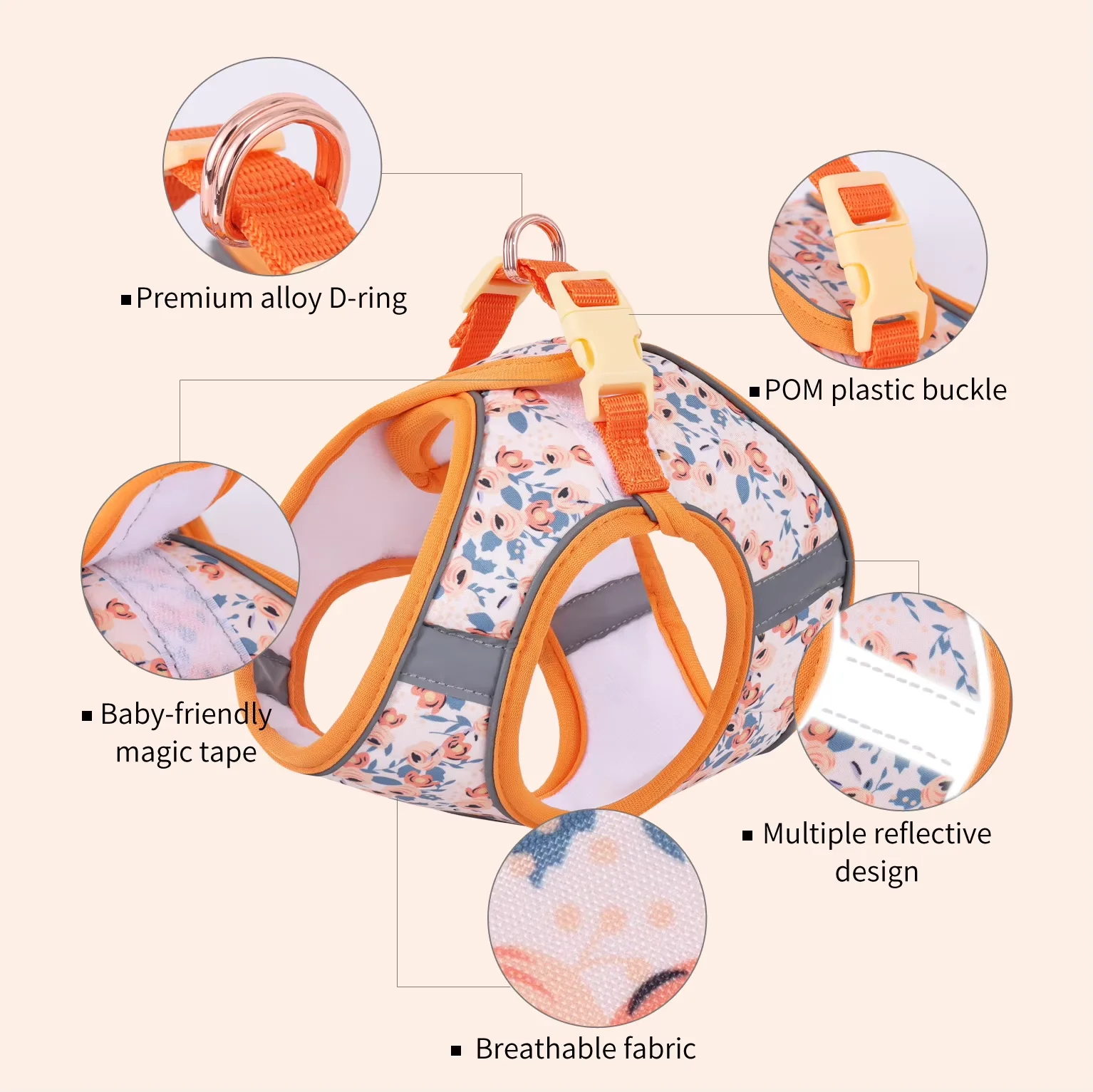 Conjunto de correa de arnés ajustable para perros pequeños, chaleco con arnés, correa reflectante para el pecho para cachorros, correa para caminar al aire libre para cachorros - imagen 3