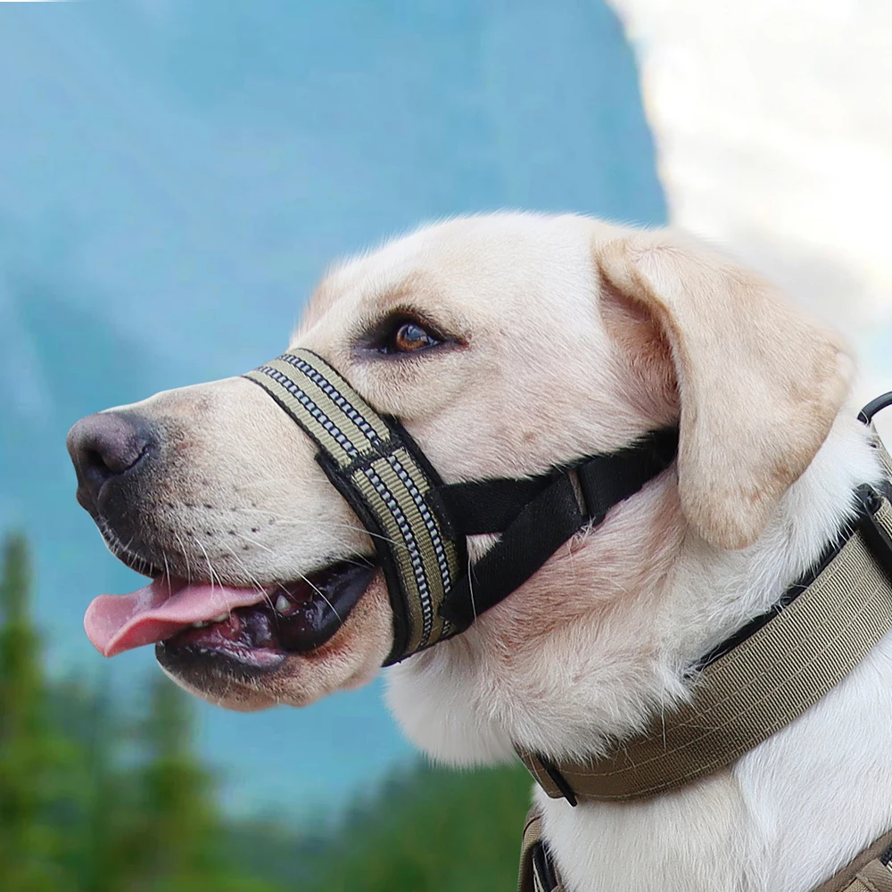 Reflective Tactical Muzzles for Medium Large Dogs Weimaraner Labrador Type 7 Semi Closed Pet Mouth Cover Big Dog Accessories - imagen 4