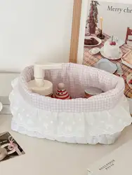 Cesta organizadora ovalada y plegable de algodón para accesorios de mascotas