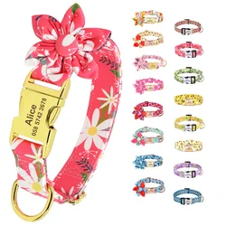 Collar de perro estampado de nailon, collares personalizados con nombre de perro, Collar personalizado con hebilla para mascotas, nombre de mascota grabado gratis, número de teléfono para perros