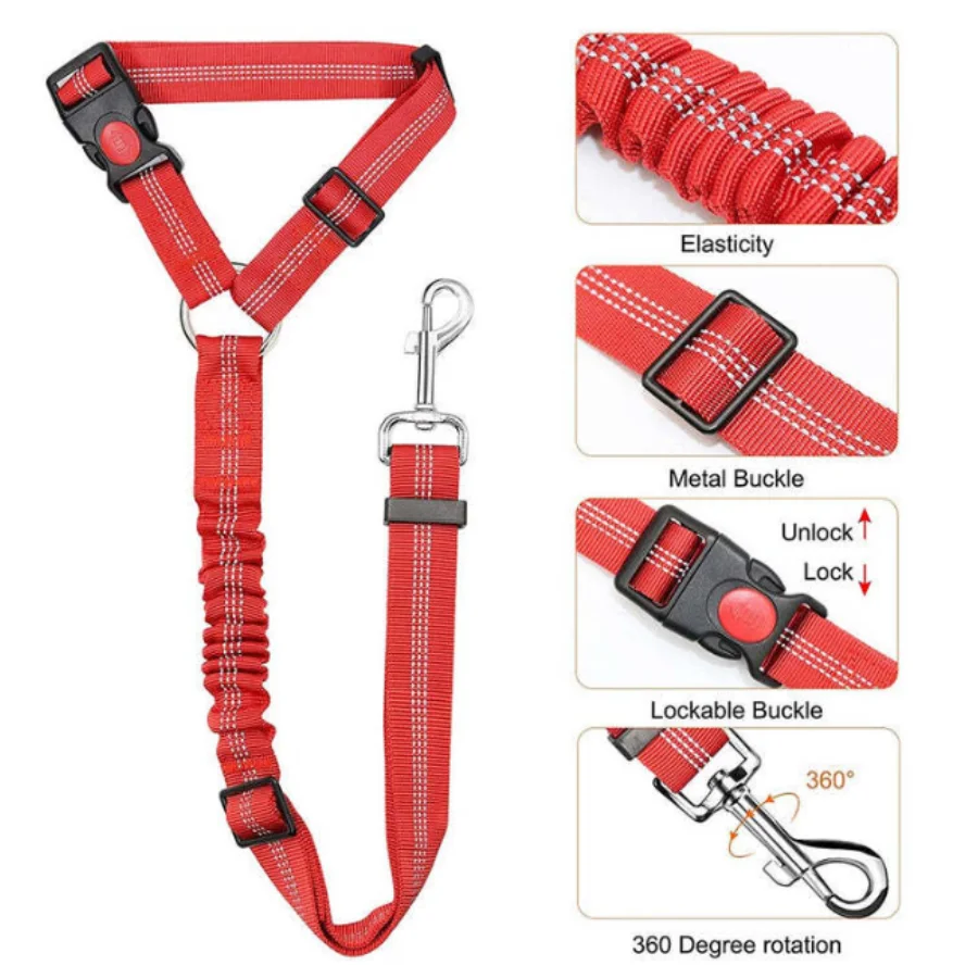 Productos para mascotas, cinturón de seguridad para coche, correa para perro con amortiguador, cuerda de seguridad reflectante elástica, correa para perro - imagen 3
