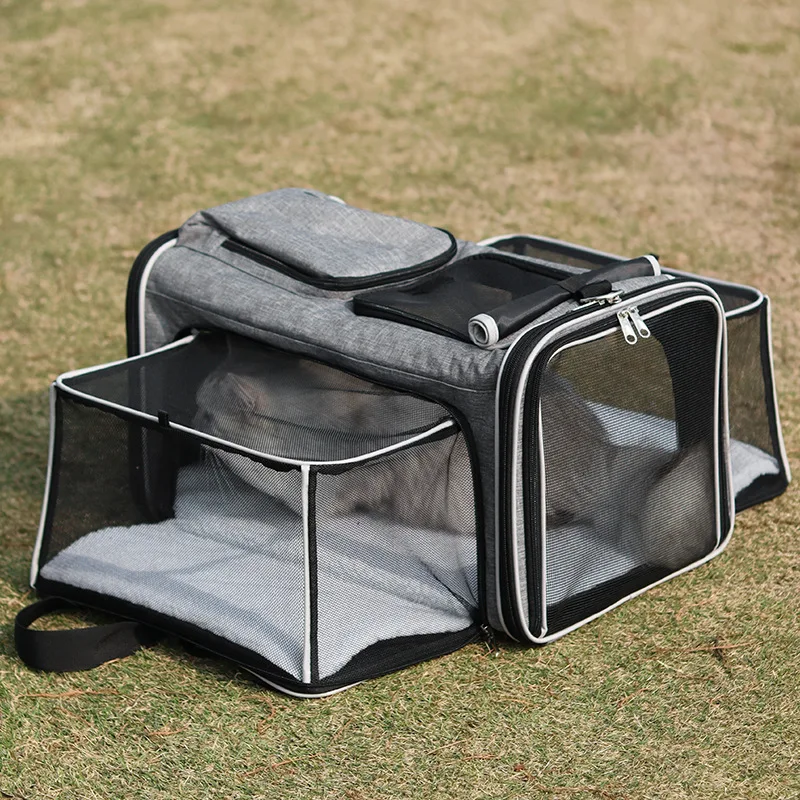 Bolso portátil multifuncional de doble cara para expansión de mascotas, gran capacidad, transpirable, para viajes al aire libre, gato, perro, portátil Universal - imagen 2