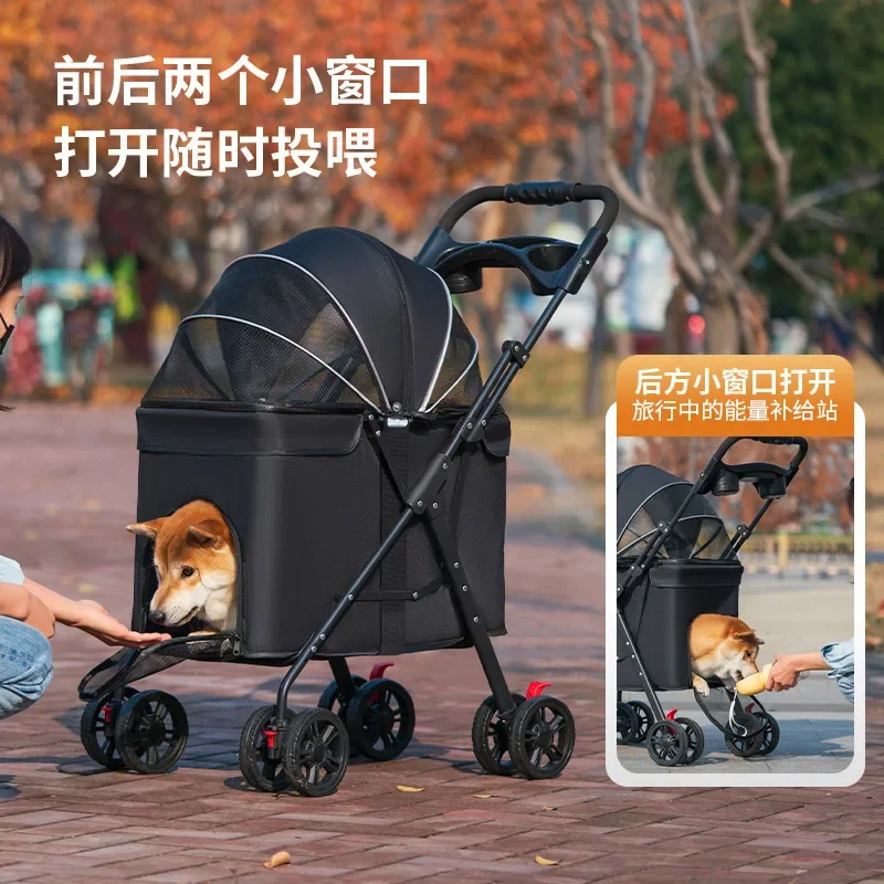 Cochecitos para mascotas medianos y grandes, cochecitos de peluche para perros y gatos, carrito pequeño para mascotas, suministros ligeros y plegables para gatos - imagen 5