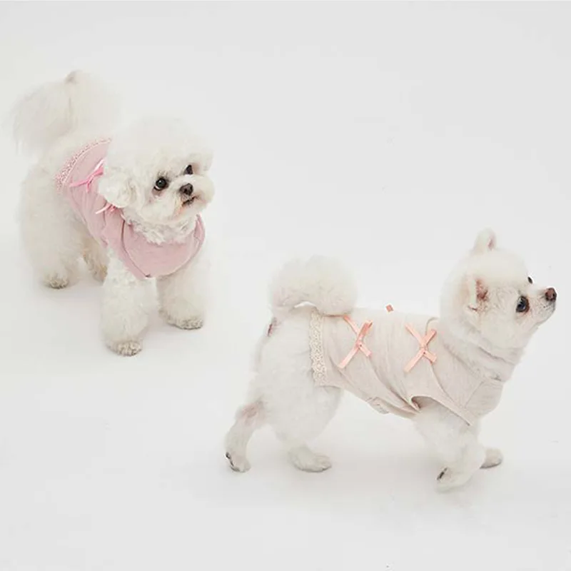 Camiseta para mascotas, vestido de verano con encaje, manga voladora, camisa inferior de peluche, camiseta para gatos, ropa para cachorros, ropa para perros pequeños - imagen 4