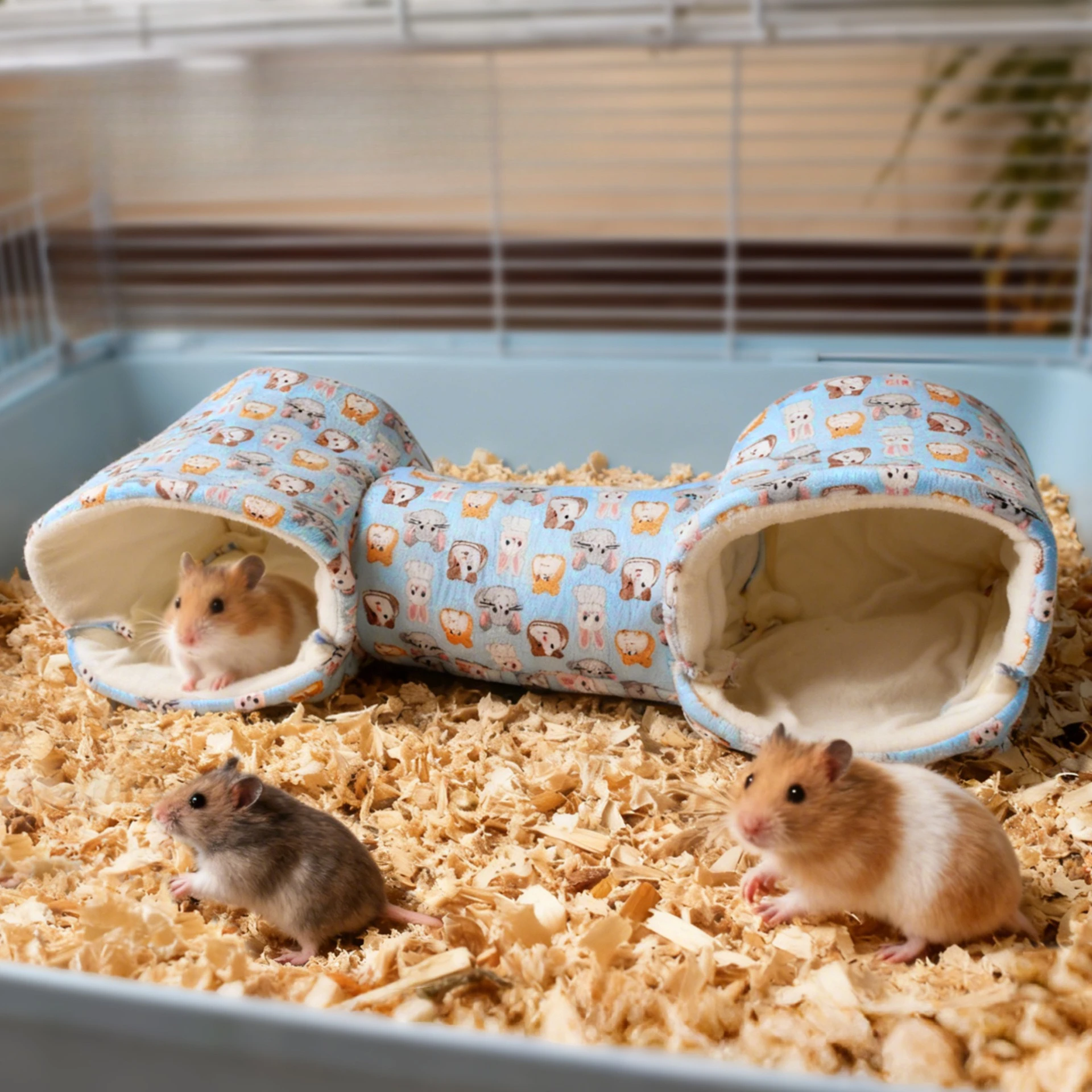 Suministros para mascotas para animales pequeños, casa de hámster impresa, rama de flores, ratón, algodón, Cavy, hámster dorado, Koala, nido oculto cálido - imagen 2